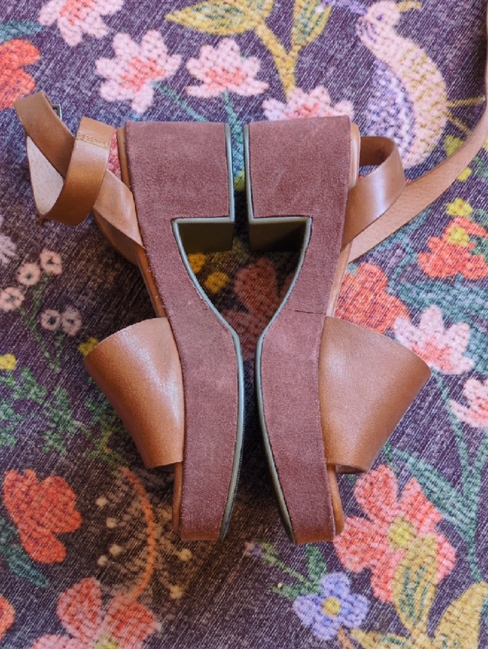 Seychelles Tan Leather And suede Platform Heels